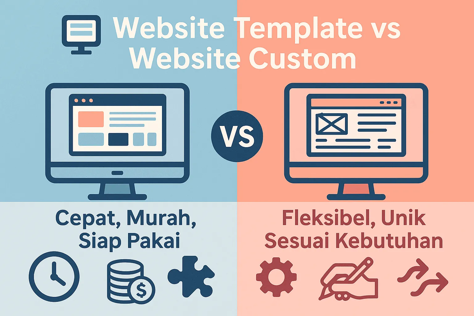 Perbandingan Website Template dan Custom